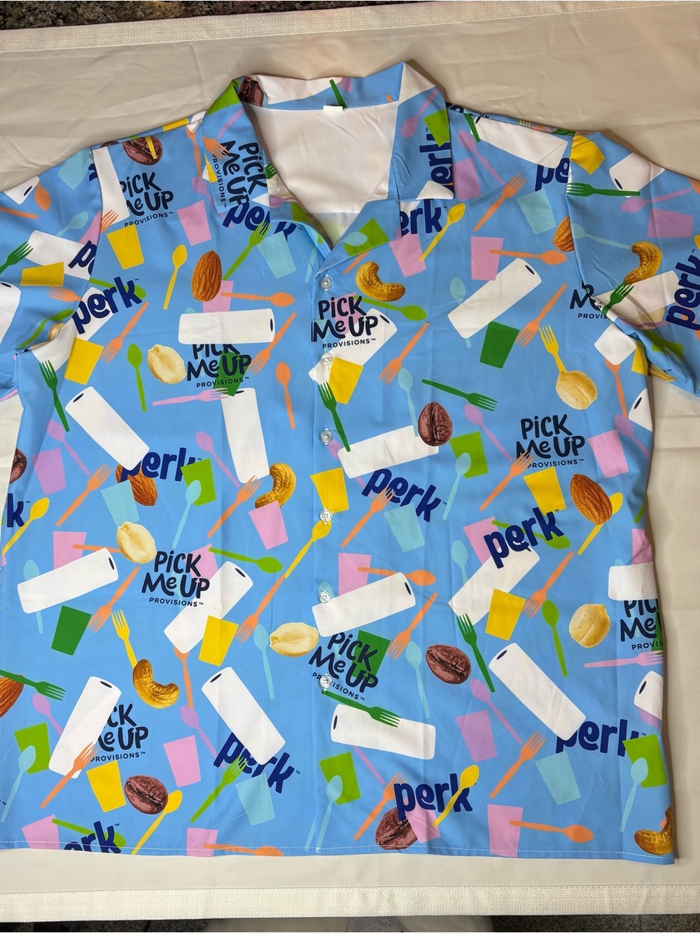 Arket Blue Snack & Utensil Print Button Shirt